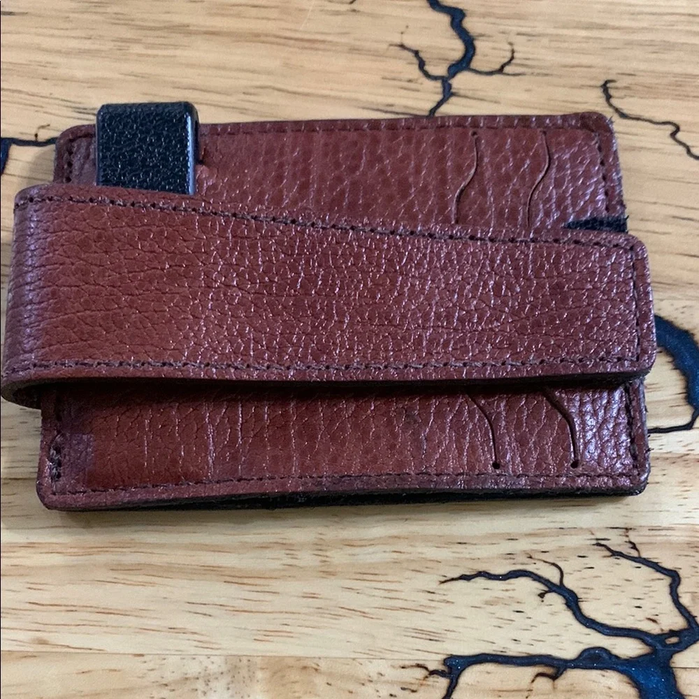 Premium Brown Leather Money Clip